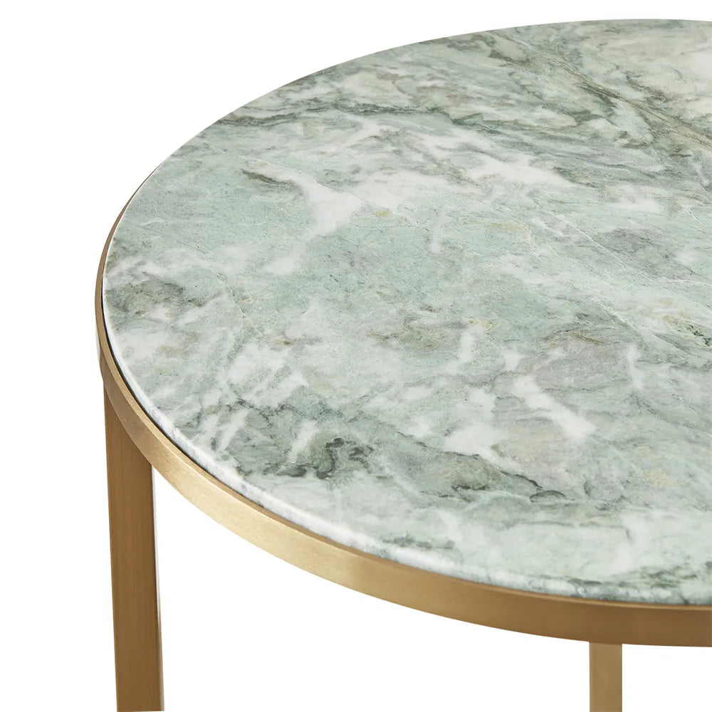 Chloe Dusty Jade Marble Side Table - Gold