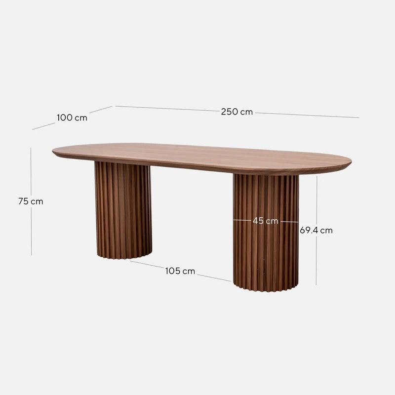Martin 2.5m Wooden Dining Table - Walnut