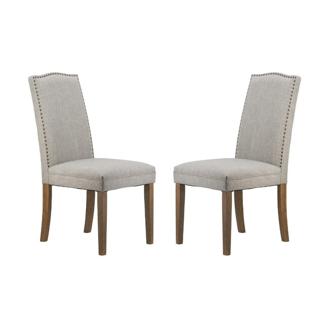 Studded Smoky Grey Armless Dining Chairs Set of 2