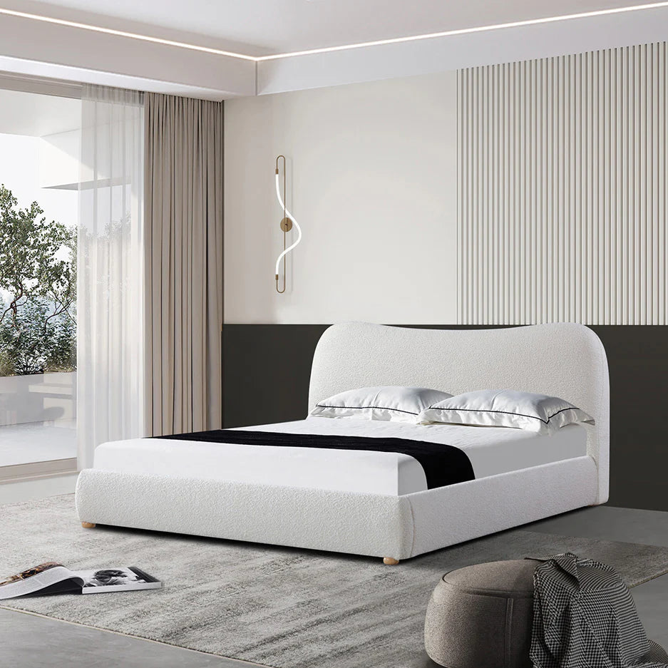 Betelgeuse King Bed Frame - Cream White Boucle