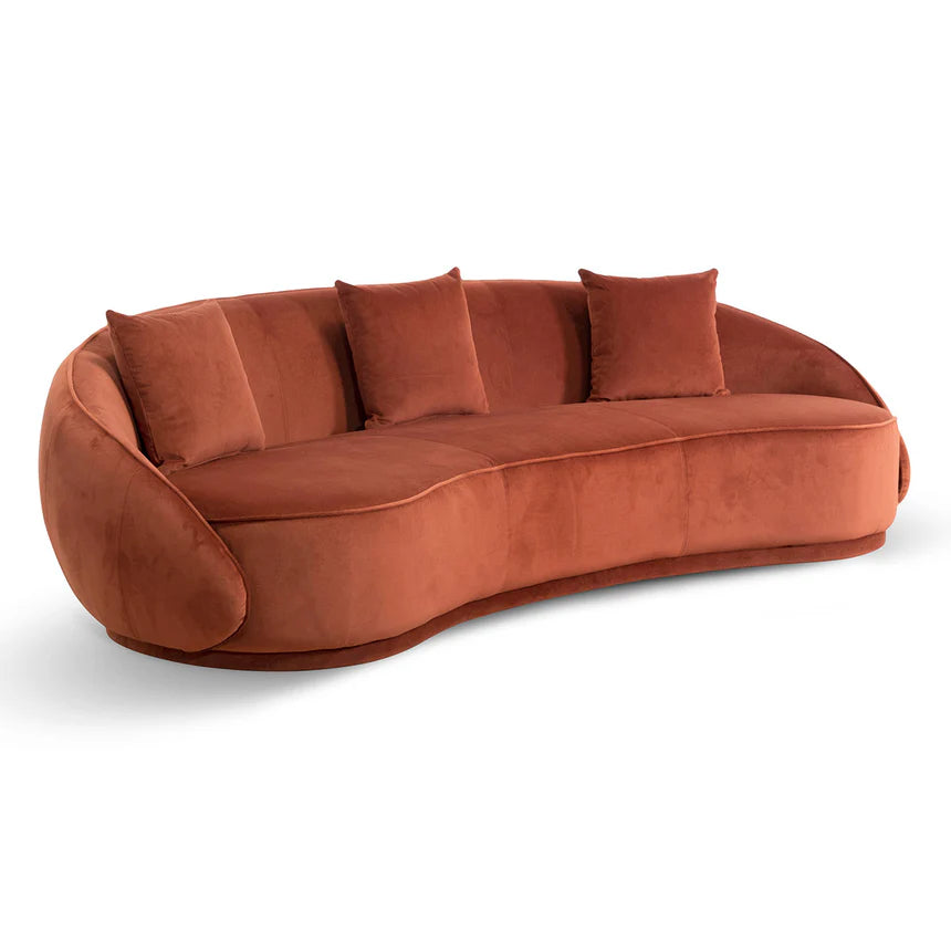 Sunset Vista 4 Seater Velvet Sofa - Rustic Orange