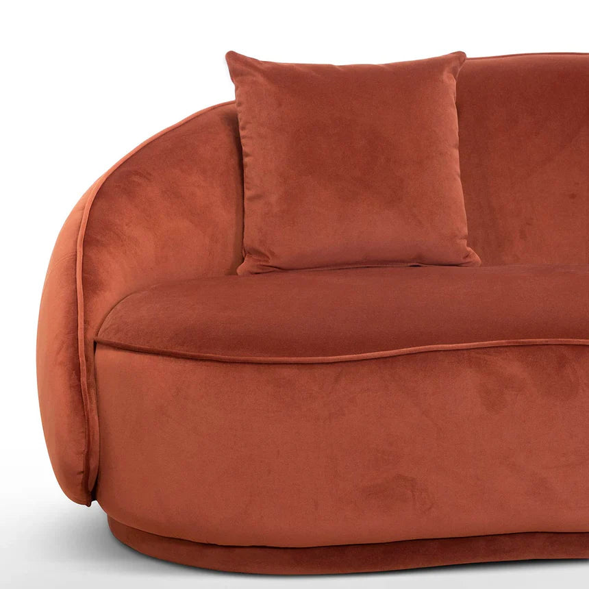 Sunset Vista 4 Seater Velvet Sofa - Rustic Orange