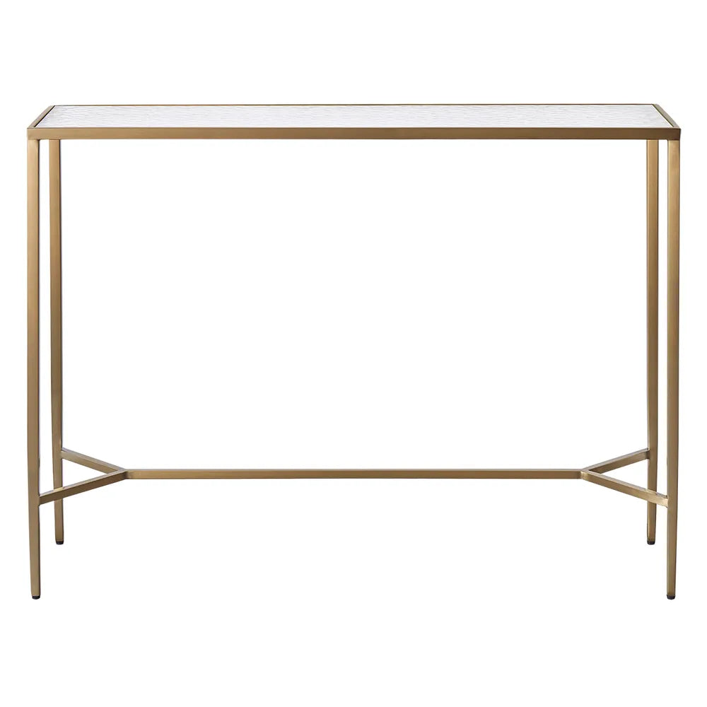 Chloe Rippled Glass Console Table - Large Gold