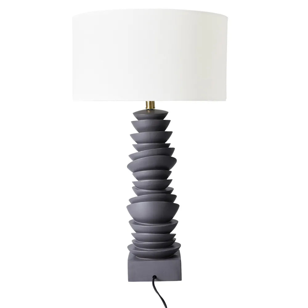 Mendoza Table Lamp - Grey with White Shade