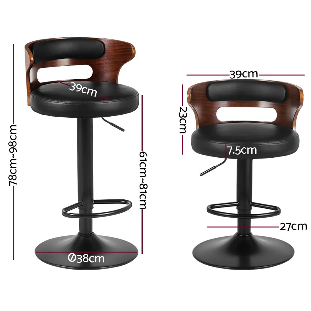 Set of 2 Auden Leather Adjustable Bar Stools