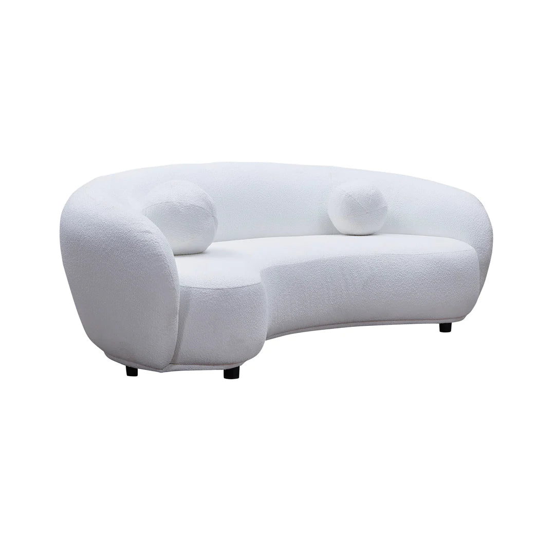 Curvo 3 Seater Boucle Sofa - Pure White