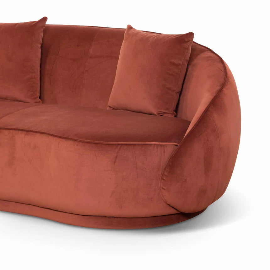 Sunset Vista 4 Seater Velvet Sofa - Rustic Orange