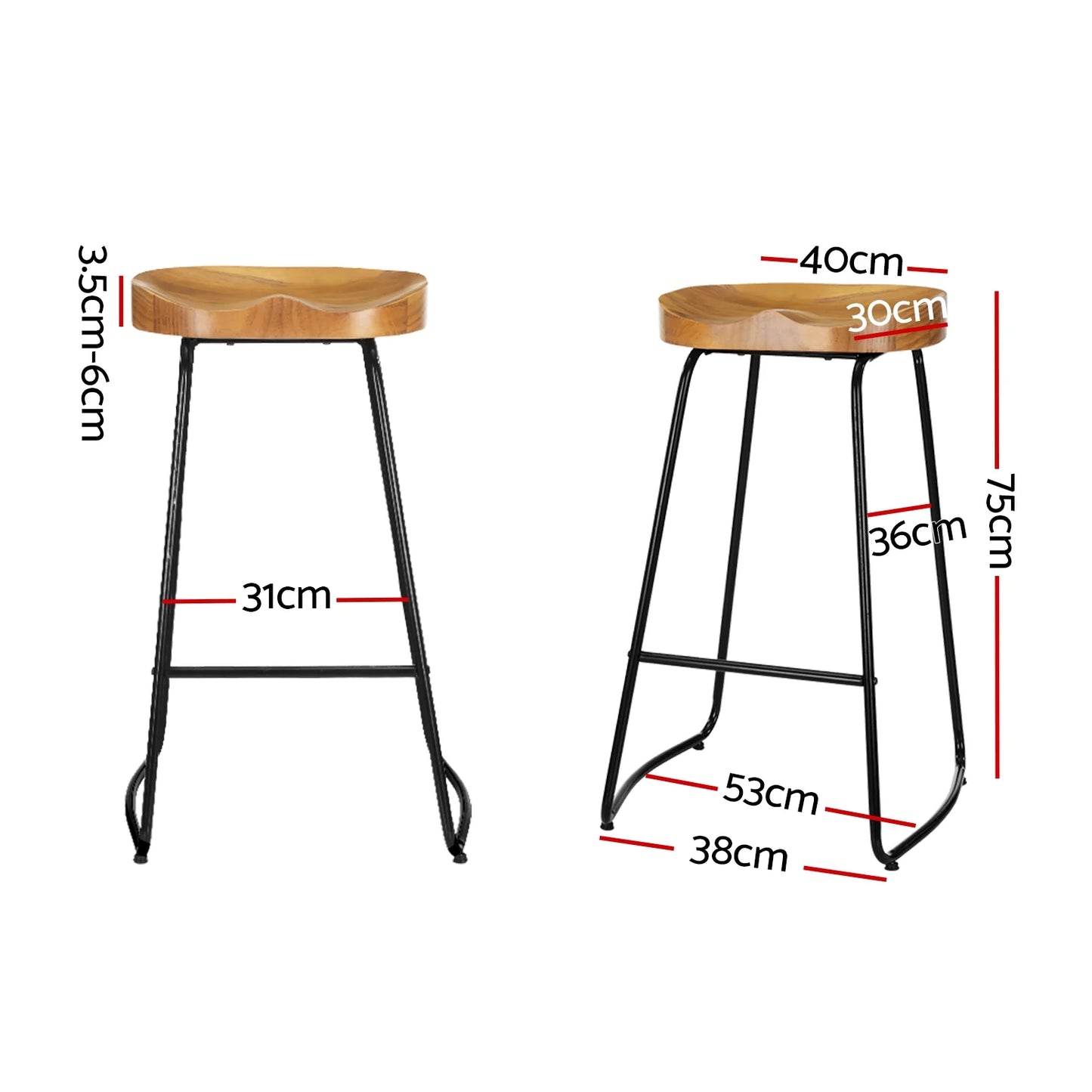 Set of 4 Edna Wooden Bar Stools