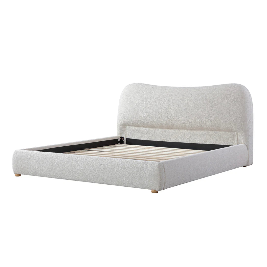 Betelgeuse King Bed Frame - Cream White Boucle