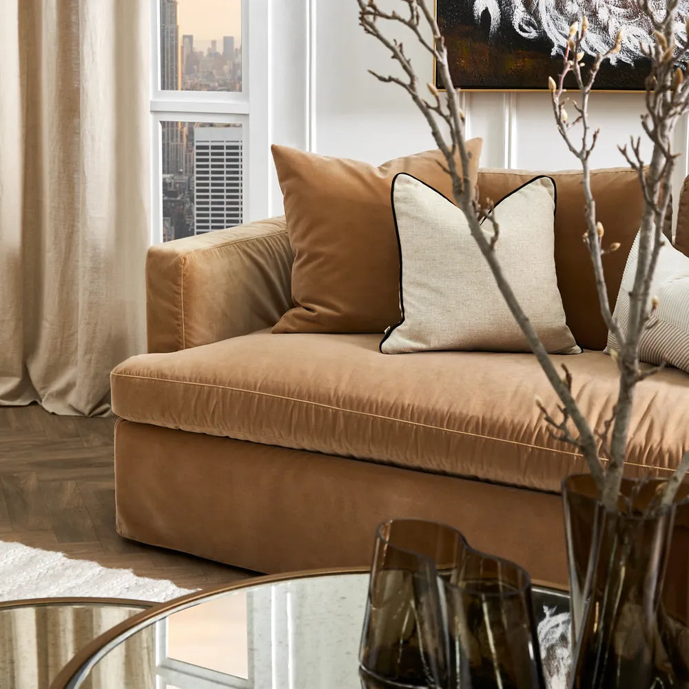 Birkshire 3 Seater Slip Cover Sofa - Ocre Velvet