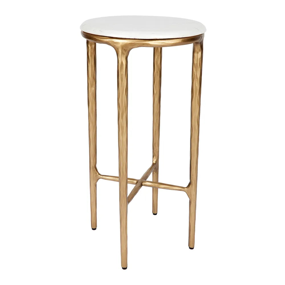 Heston Petite Marble Side Table - Brass