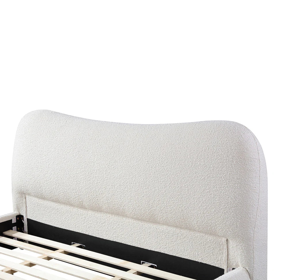 Betelgeuse King Bed Frame - Cream White Boucle