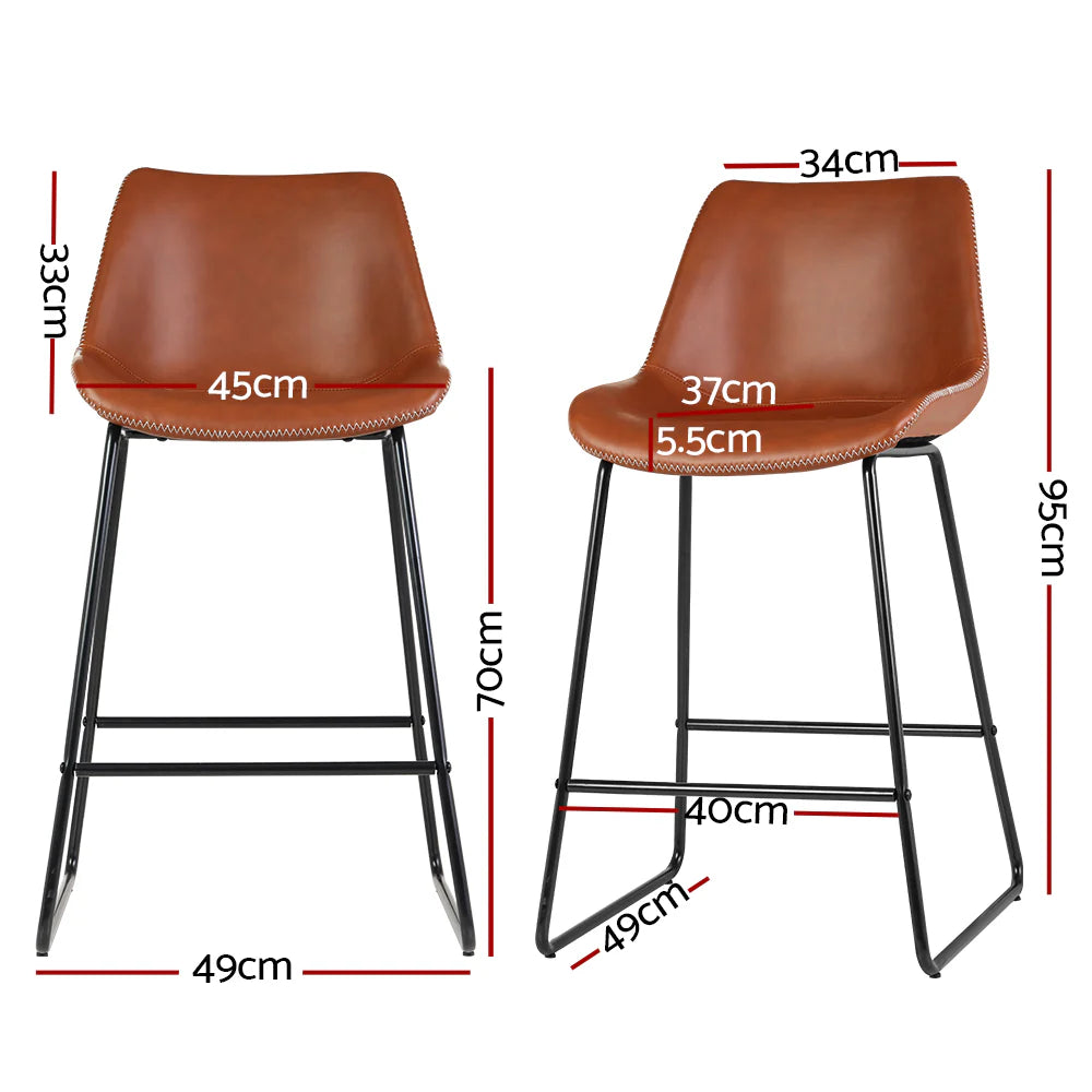 Set of 2 Fenella Leather Bar Stools