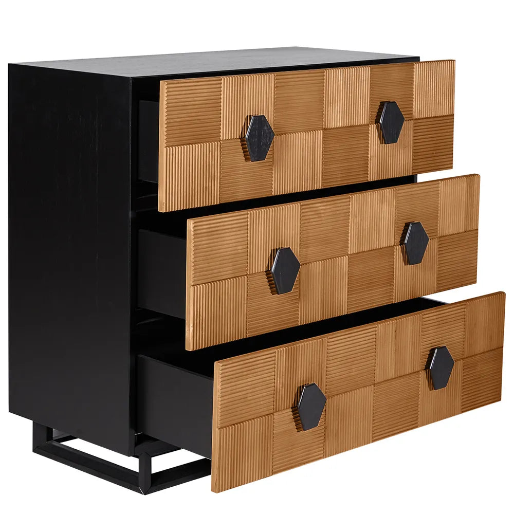 Alton 3 Drawer Chest - Natural and Black