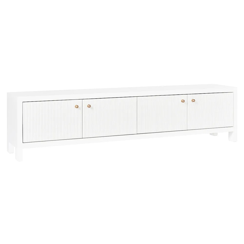 White cabinet with gold handles on a white background