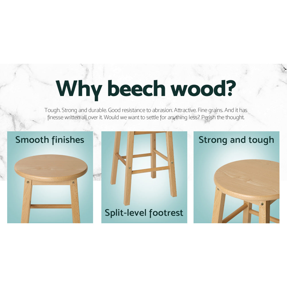 Set of 2 Elisha Wooden Bar Stools