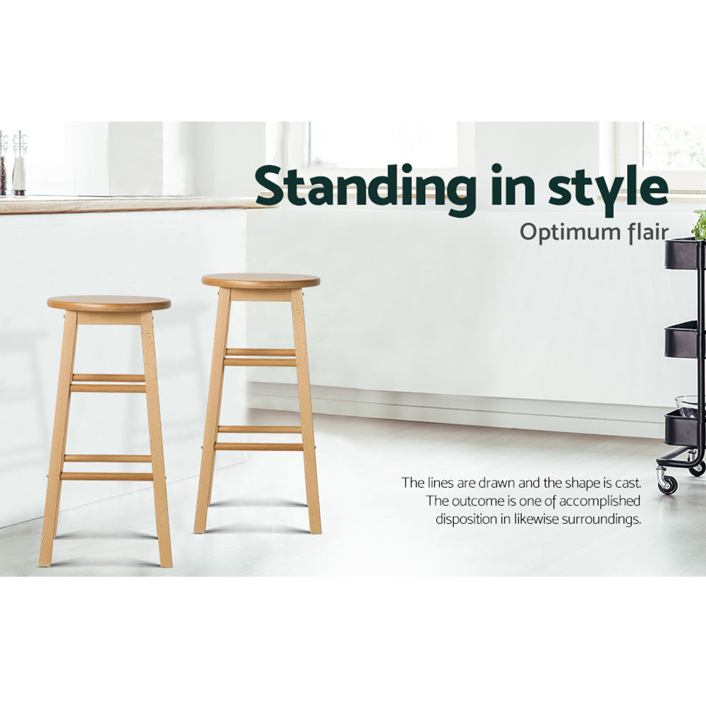 Set of 2 Elisha Wooden Bar Stools
