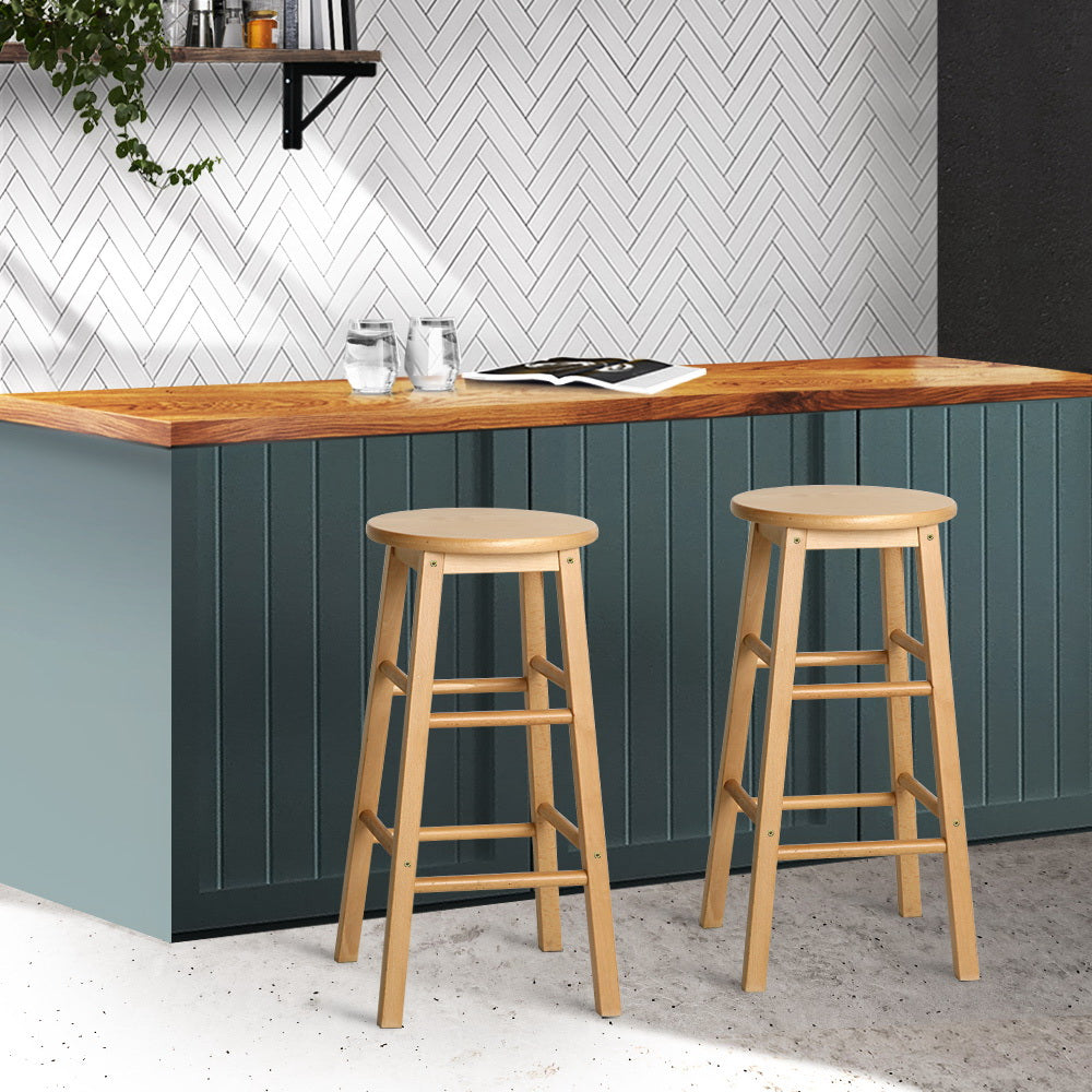 Set of 2 Elisha Wooden Bar Stools