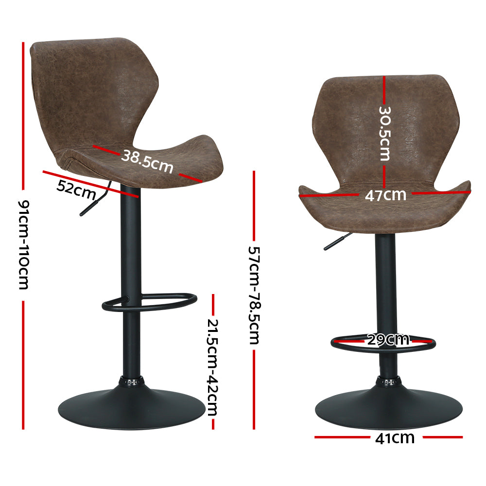 Set of 2 Ellis Vintage Brown Bar Stools