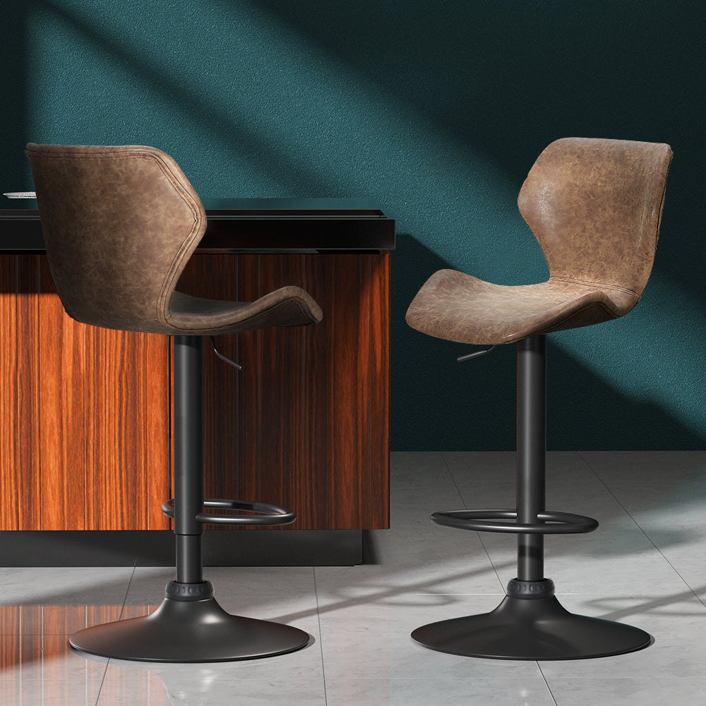 Set of 2 Ellis Vintage Brown Bar Stools