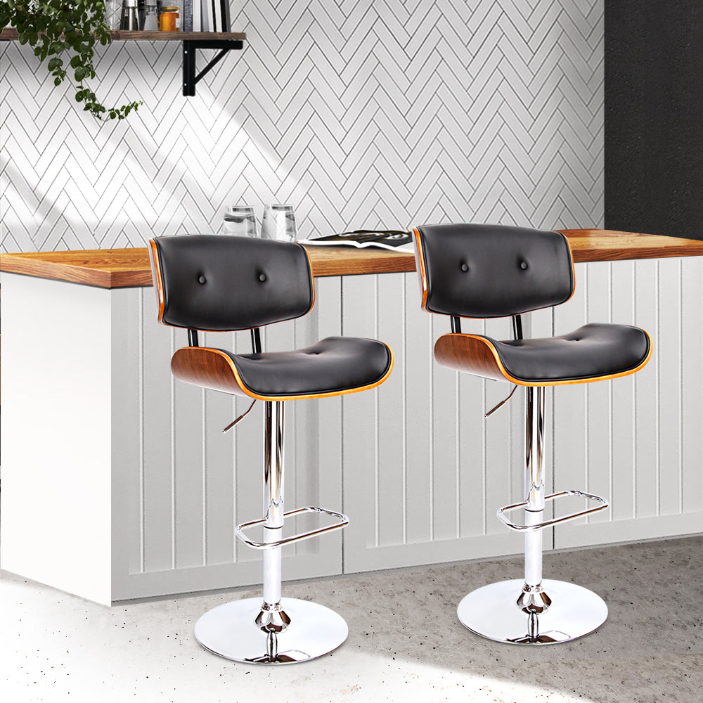 Set of 2 Baxter Leather Bar Stools