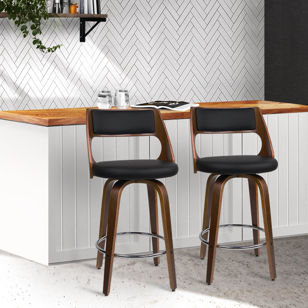 Set of 2 Astoria Swivel Leather Bar Stools