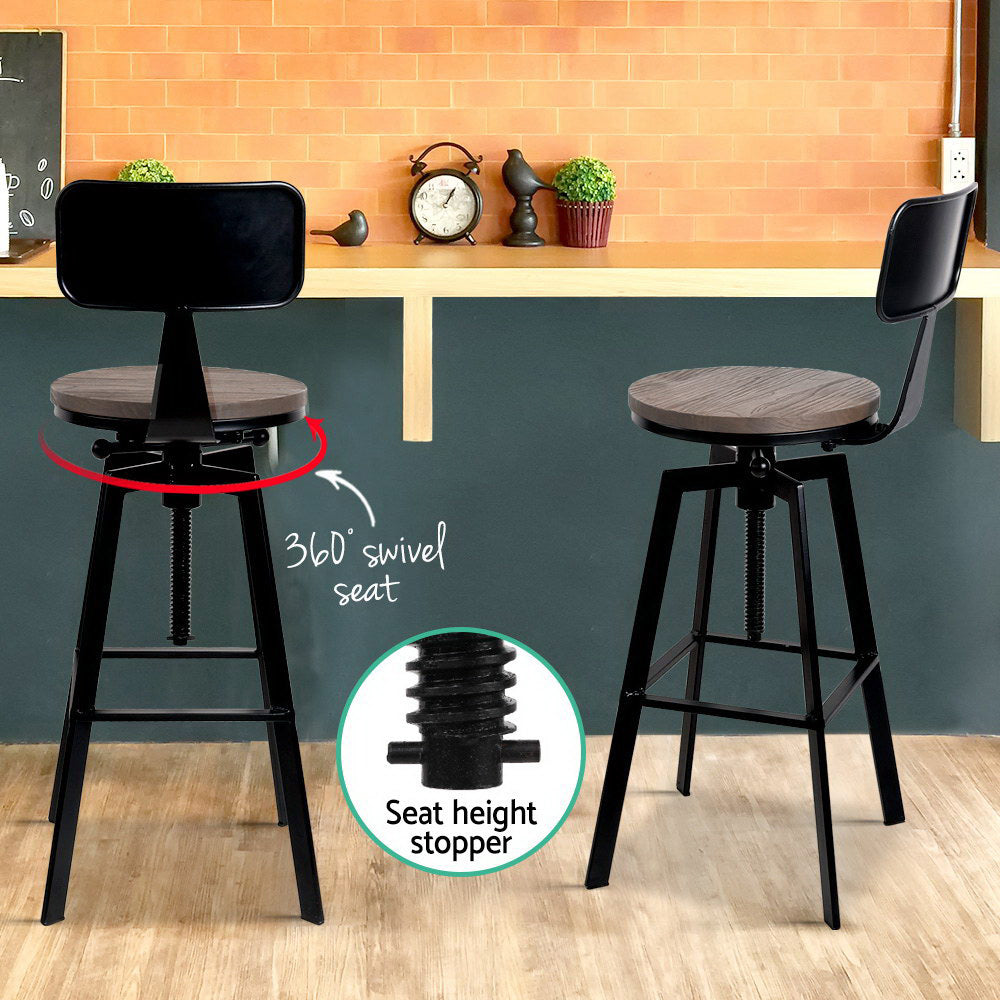Set of 2 Arthur Vintage Metal Bar Stools