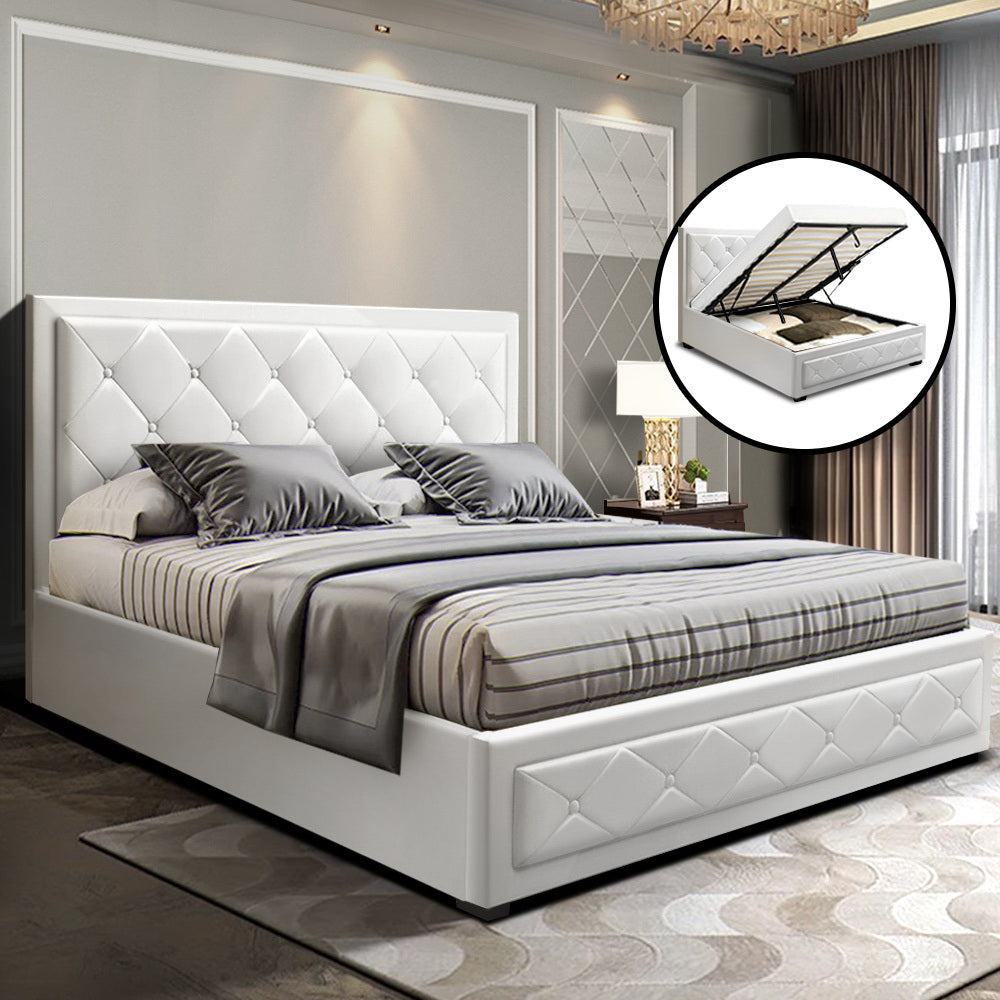 Delilah Bed Frame Double Size Gas Lift White