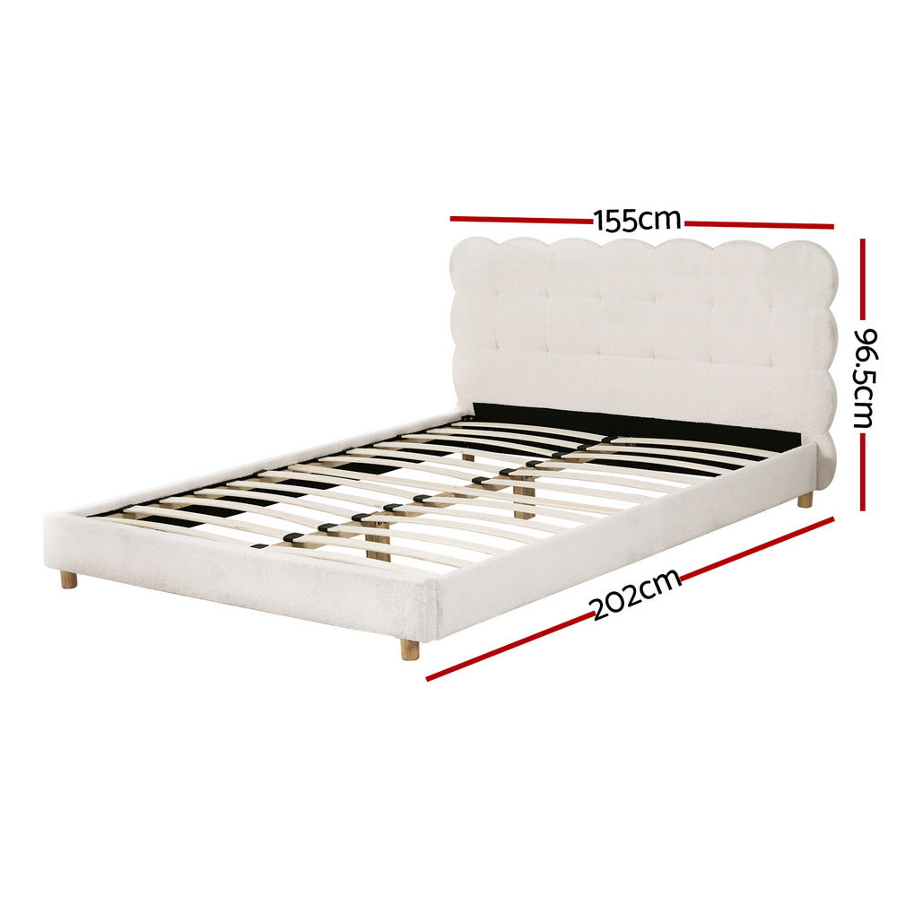 Cloud Double Bed with Boucle Headboard – White