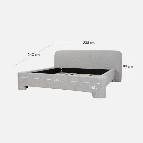 Flintstone King Bed Frame - Clay Grey