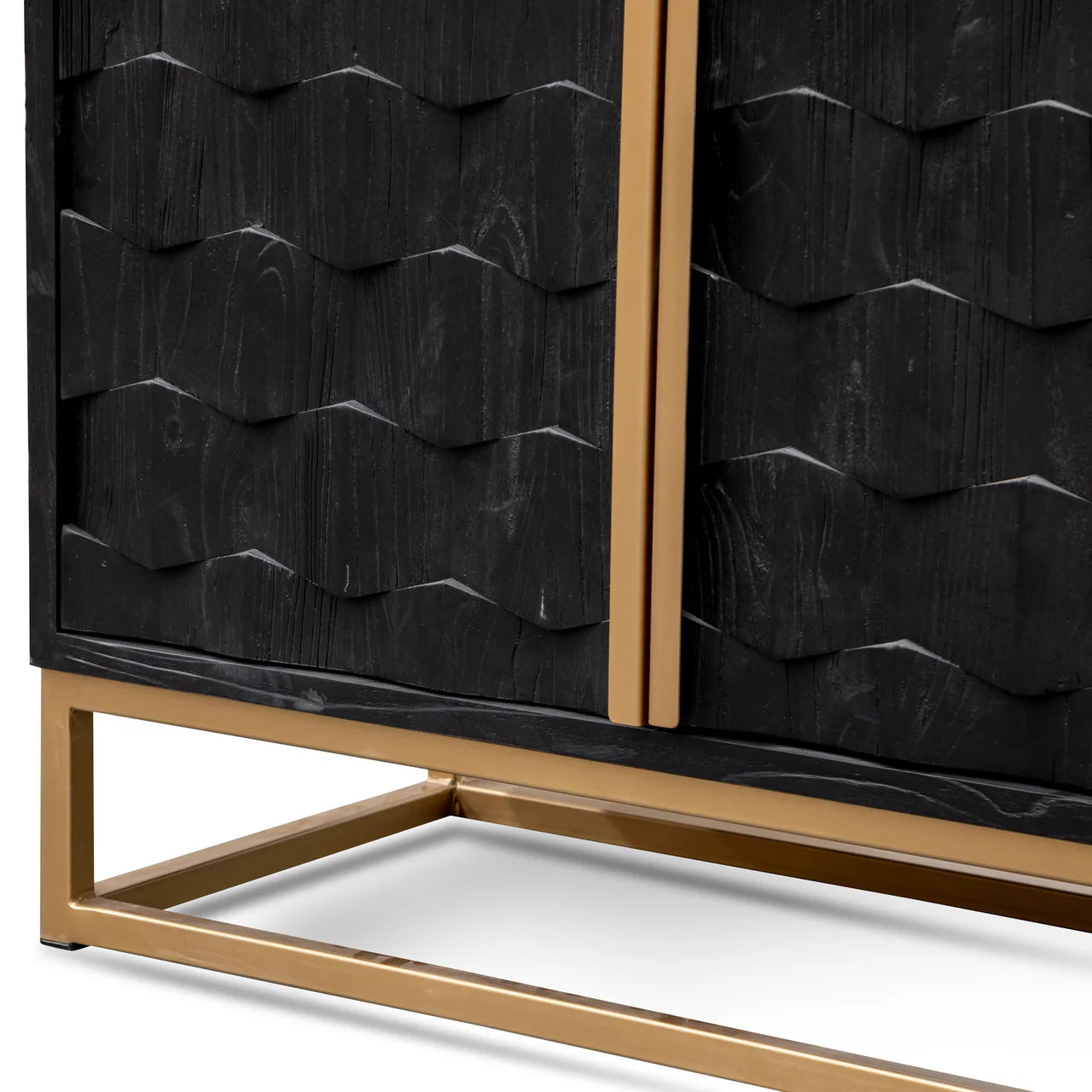 Mildred Sideboard - Black Wood with Gold Handle