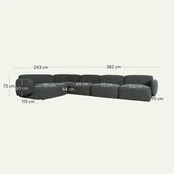 Nimbus Left Chaise Modular Sofa - Moss Green