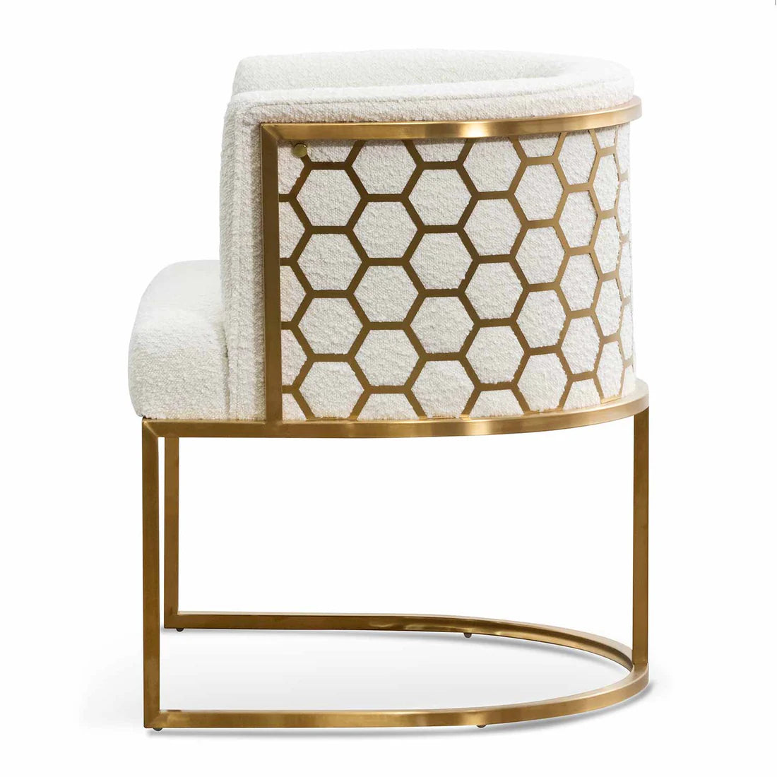 Daisy White Boucle Lounge Chair - Brushed Gold