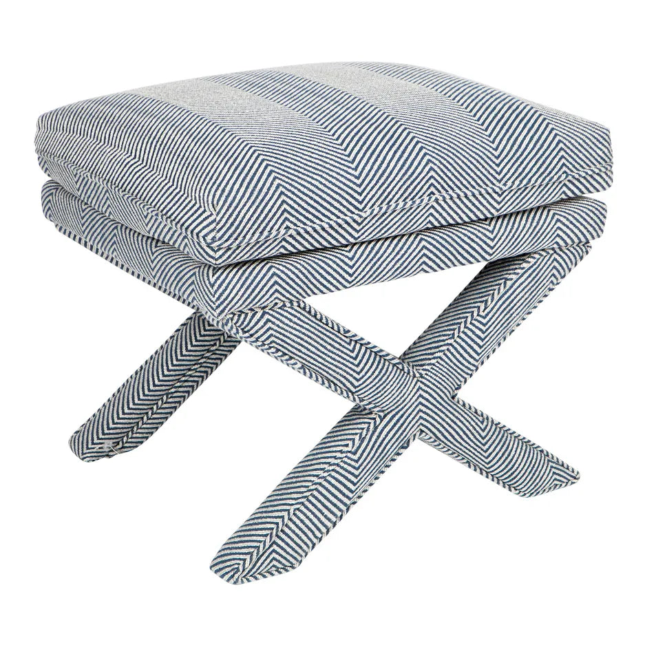 Candace Stool - Chevron Blue Linen