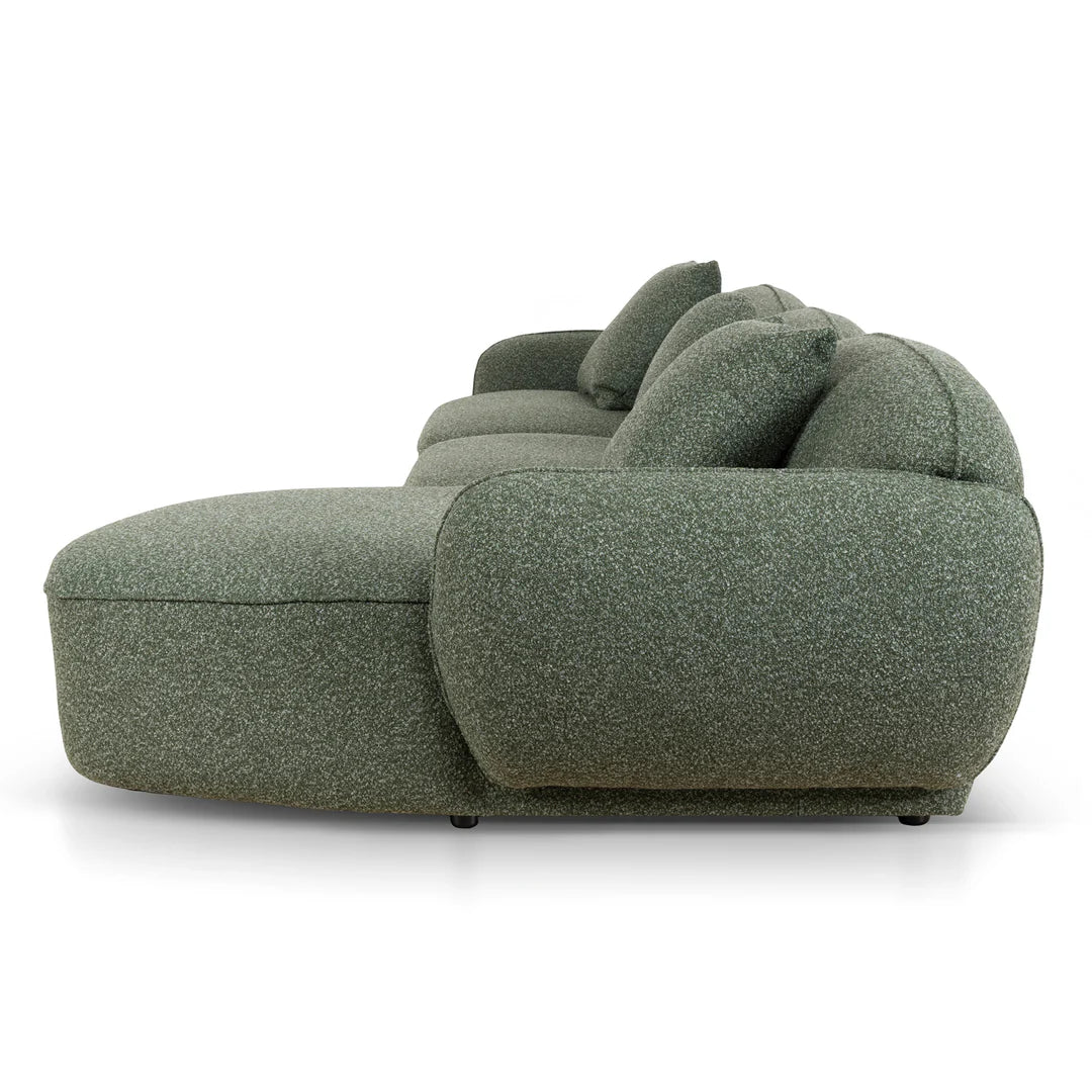 Clara 3 Seater Right Chaise Sofa - Amazon Green