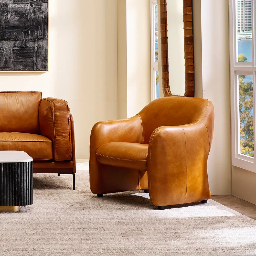Light Brown Leather Armchair