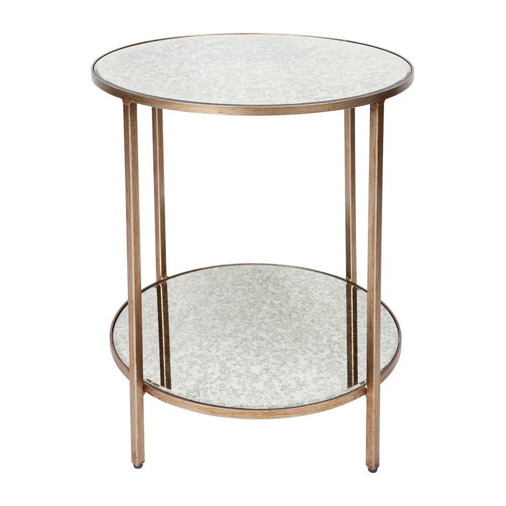 Cocktail Mirrored Side Table - Antique Gold