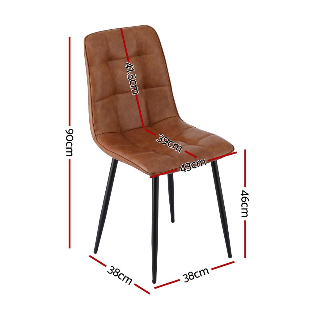 4 Retro PU Leather Dining Chairs Retro - Brown