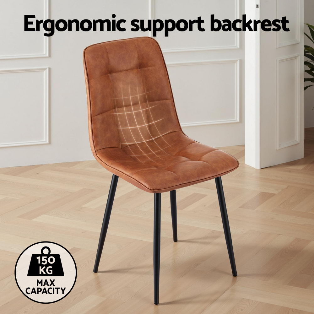 4 Retro PU Leather Dining Chairs Retro - Brown
