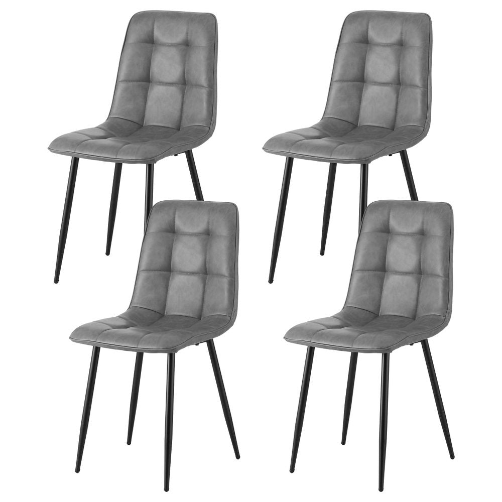 4 Retro PU Leather Dining Chairs Retro - Grey