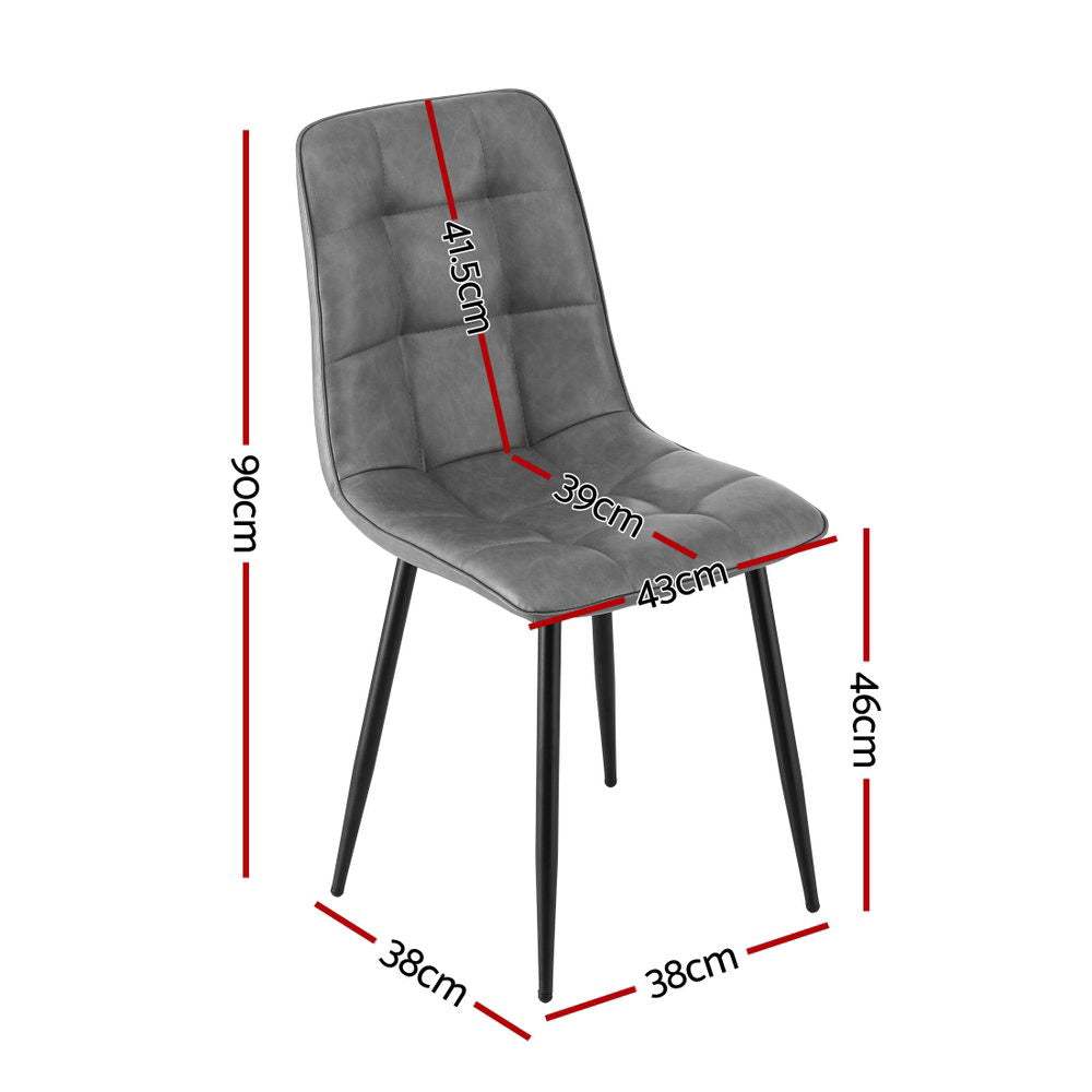 4 Retro PU Leather Dining Chairs Retro - Grey