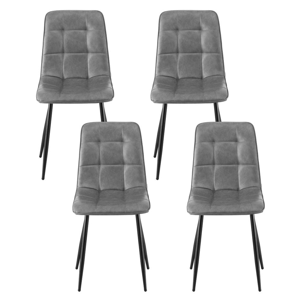4 Retro PU Leather Dining Chairs Retro - Grey