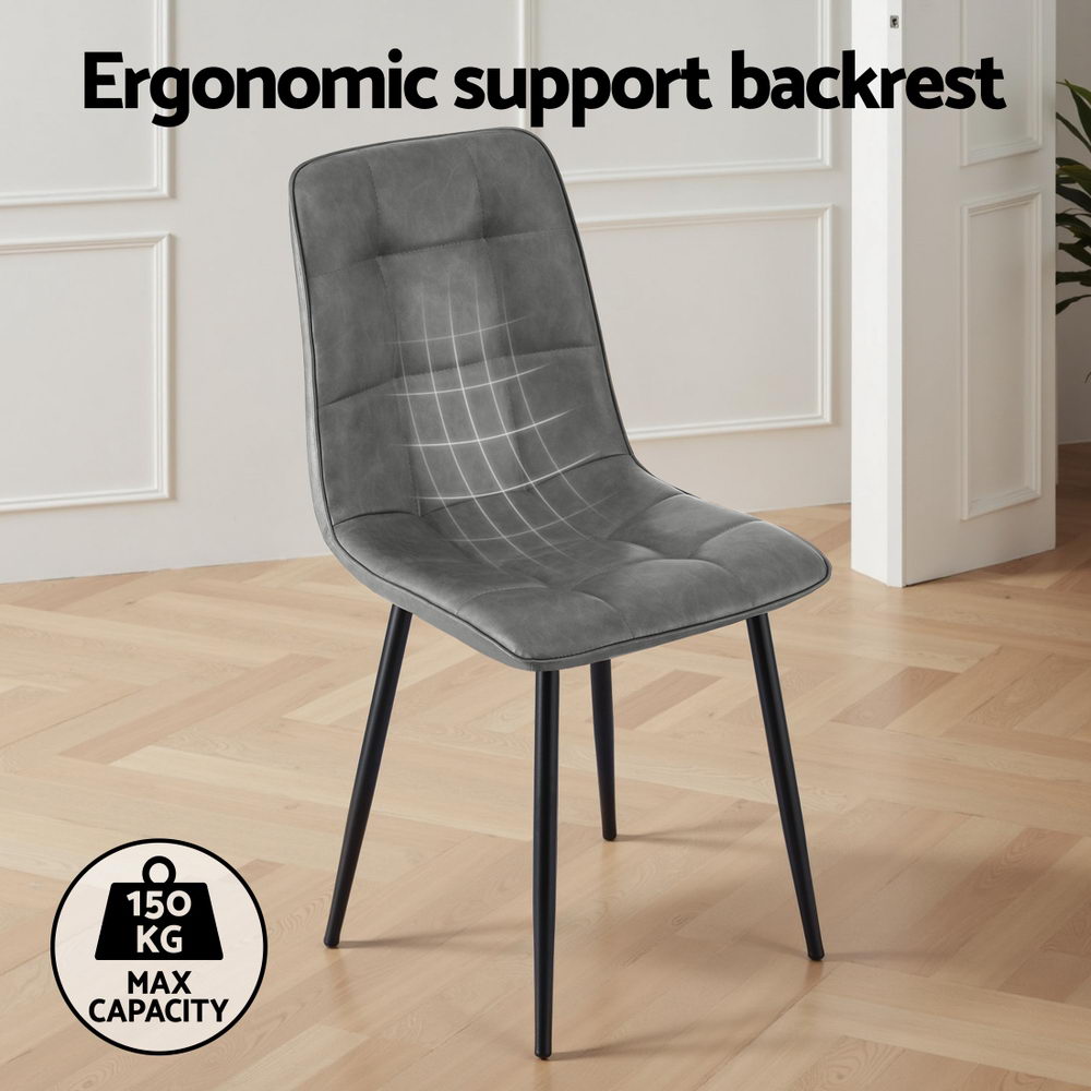 4 Retro PU Leather Dining Chairs Retro - Grey