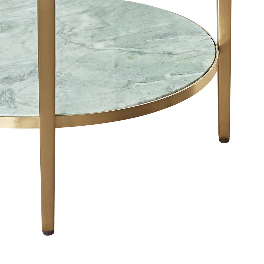 Chloe Dusty Jade Marble Side Table - Gold