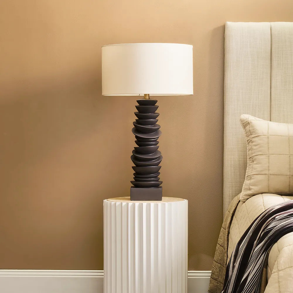 Mendoza Table Lamp - Grey with White Shade