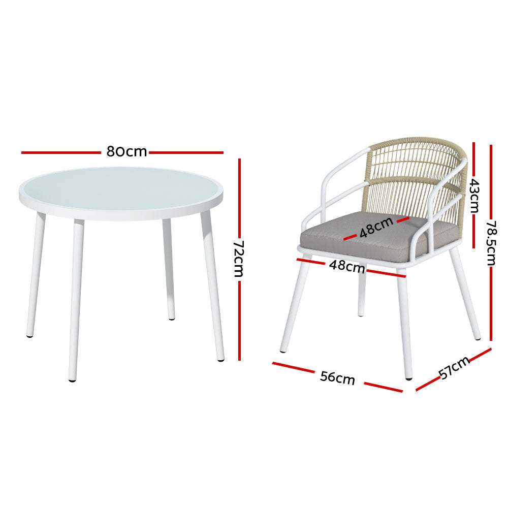 Cordelia 5 Piece White Outdoor Dining Set