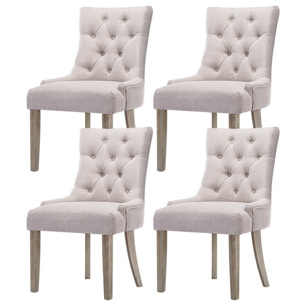 Cayes French Provincial Linen Dining Chairs Set of 4 - Beige