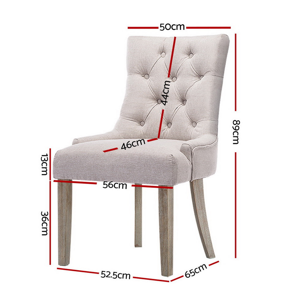 Cayes French Provincial Linen Dining Chairs Set of 4 - Beige