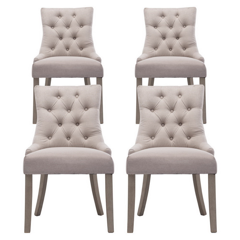 Cayes French Provincial Linen Dining Chairs Set of 4 - Beige