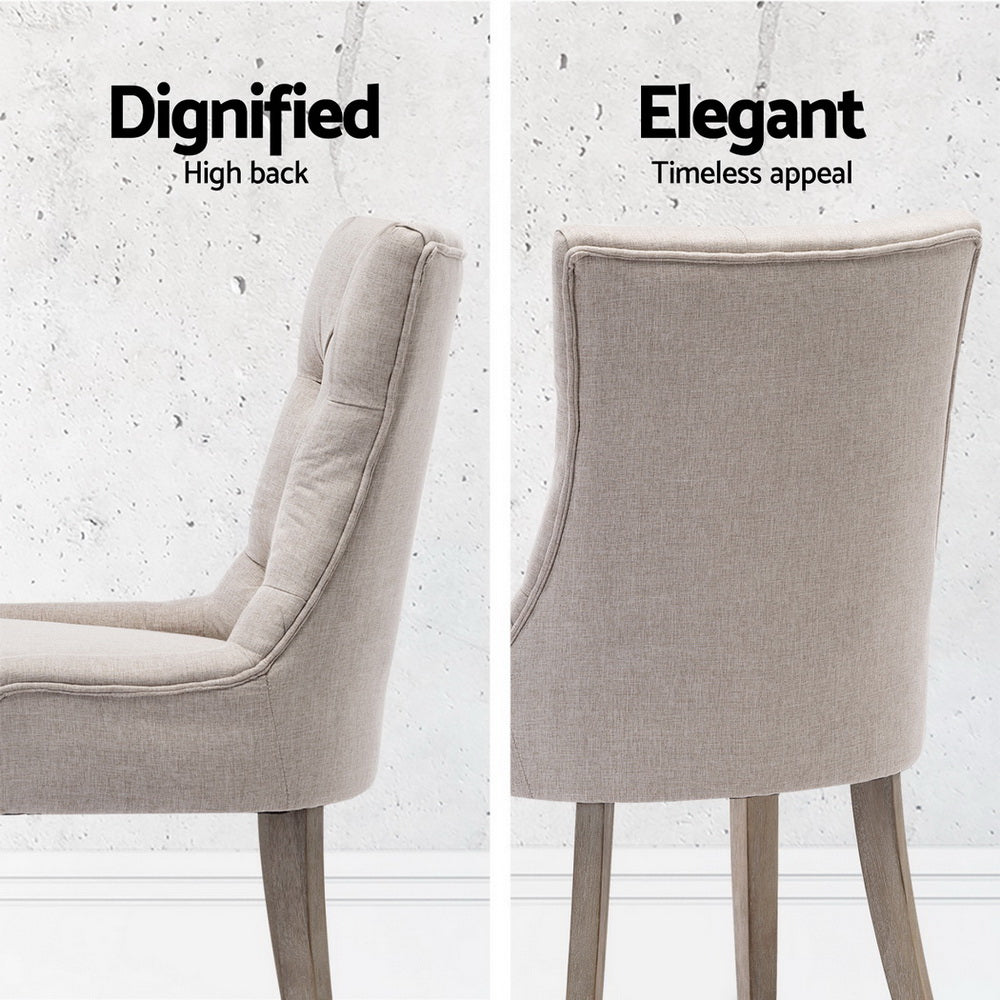 Cayes French Provincial Linen Dining Chairs Set of 4 - Beige